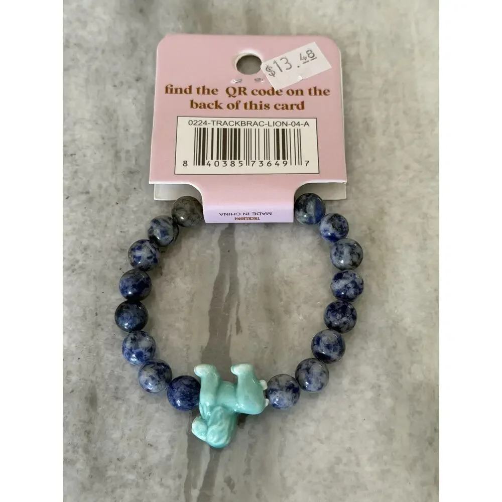 Simply Southern Lion Tracker Blue Beaded Bracelet NWT Unisex